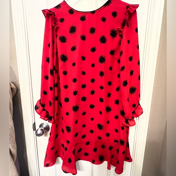 Who What Wear Dresses & Skirts - Who What Wear red and back dress. Ruffled shoulders and ties at neck in back.